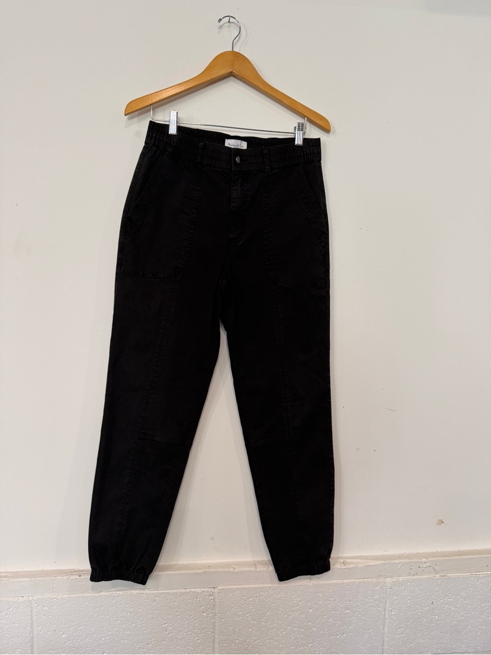 Michael Stars Sunny Twill Black Cropped Elastic-Cuff Women's Pants